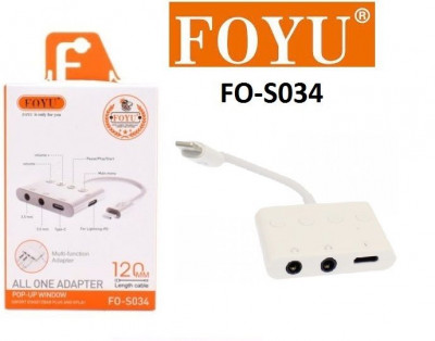 Adaptor lightning σε  2x3.5mm JACK και  Type-C  -  FOYU