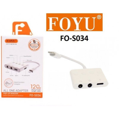 Adaptor lightning σε  2x3.5mm JACK και  Type-C  -  FOYU